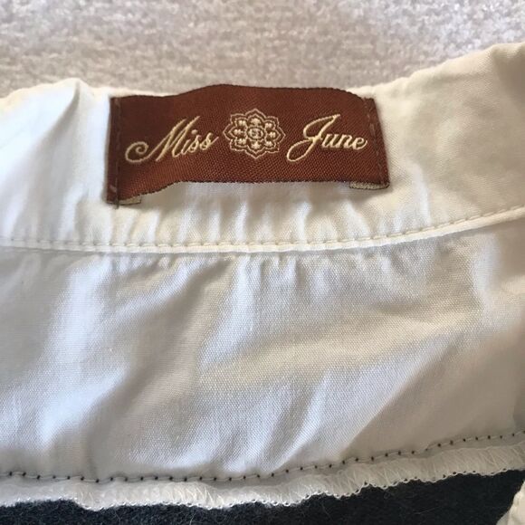 Miss June Casual/ Corporate Business Attire Long sleeves Top Gray White - Picture 10 of 11